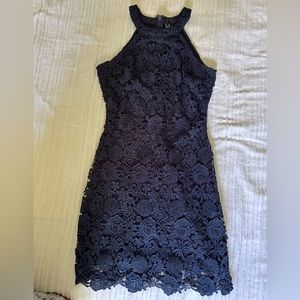 Lulus Size Small Navy Crochet Overlay Mini Dress